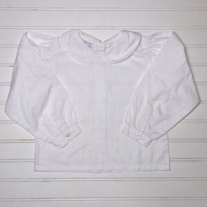VINTAGE SAMARA VGUC Classic Basic White Peter Pan Collar Puff Sleeve Blouse